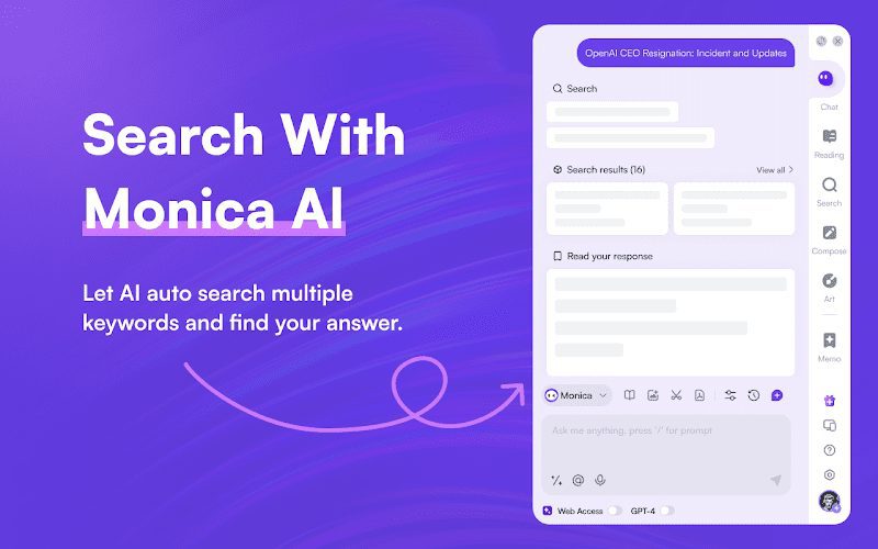 Monica AI: assistente de IA integrado com todos os recursos, assistente de IA-1 com suporte total para endpoints