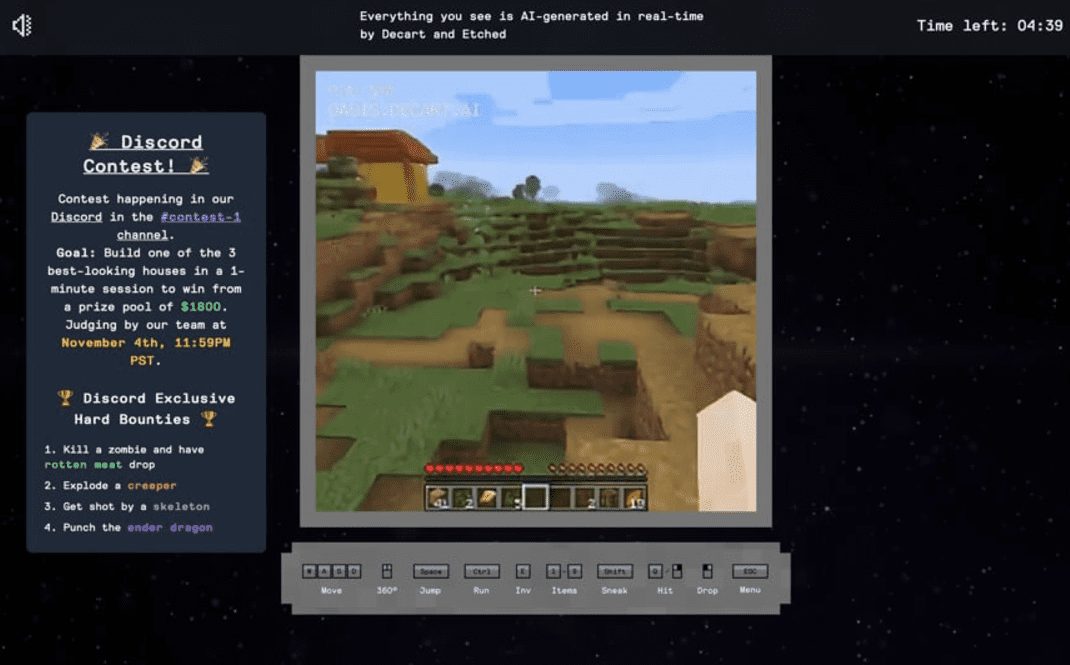 Oasis AI Minecraft: o primeiro jogo Minecraft gerado por IA, um jogo My World gerado em tempo real -1