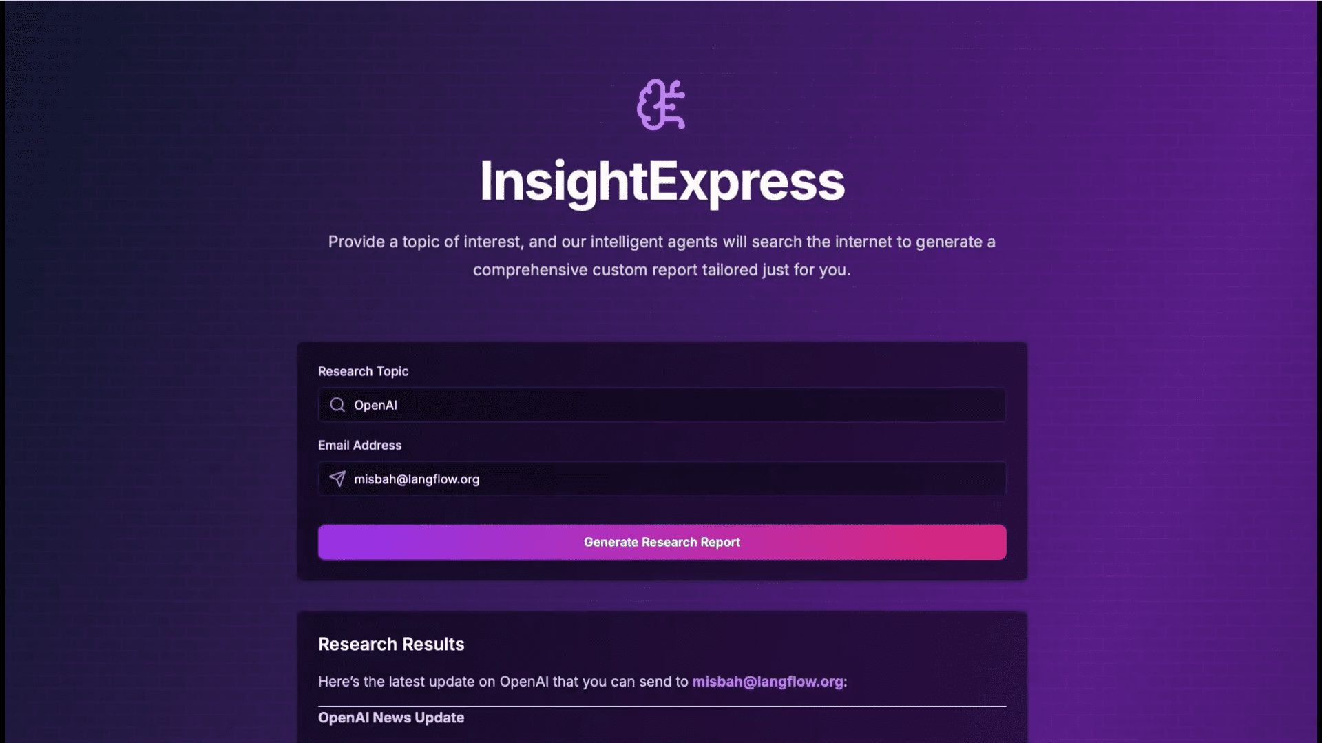 InsightExpress: geração de relatórios de pesquisa orientados por IA e envio por e-mail-1