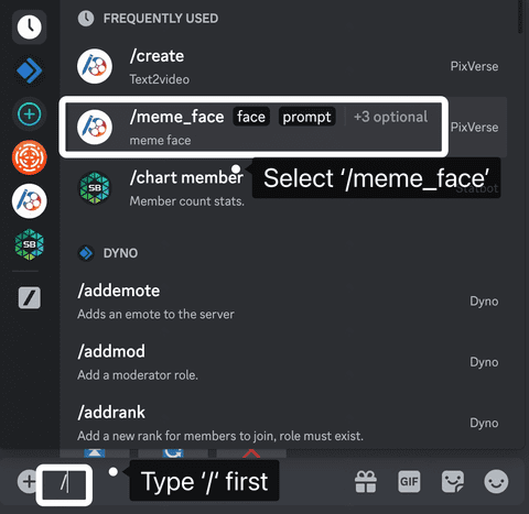 PixVerse教程：Discord中使用 /Meme_face 用脸部图片创建视频-2