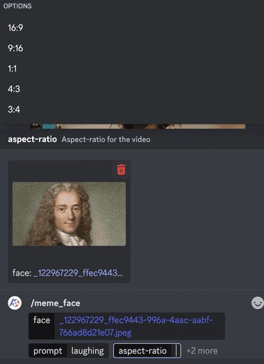 PixVerse教程：Discord中使用 /Meme_face 用脸部图片创建视频-6