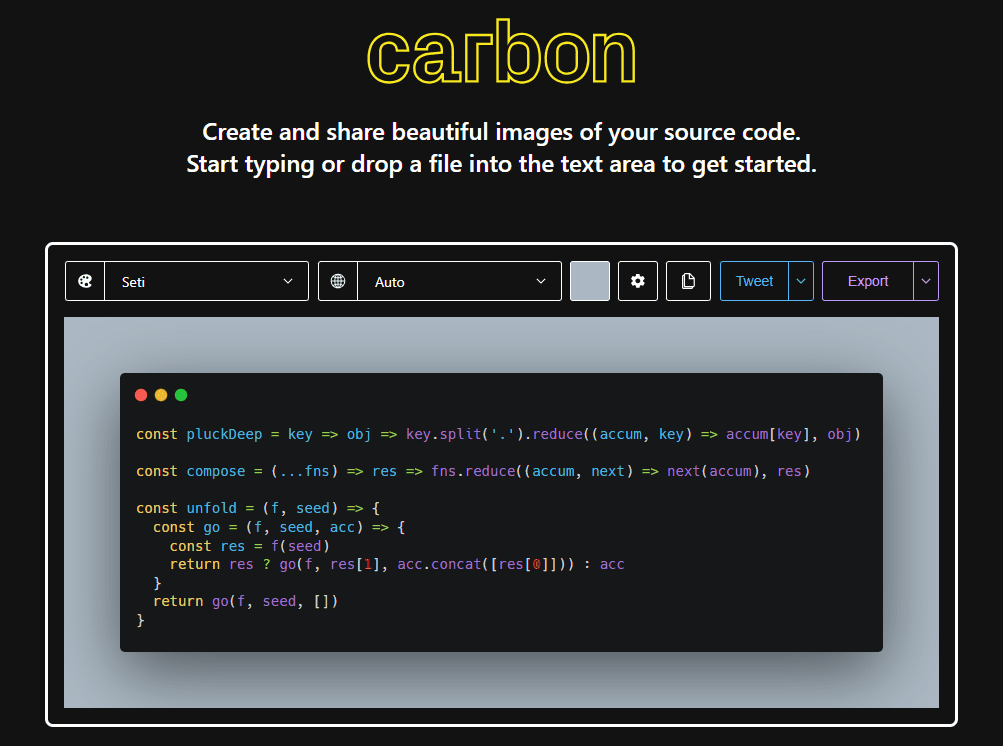 Carbon：代码片段生成图片分享工具-1