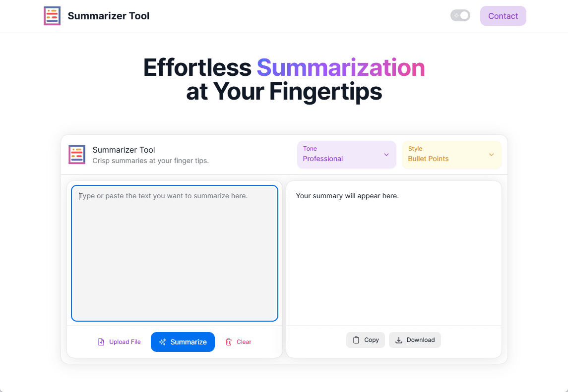 Summarizer Tool：选择不同语气快速总结长文本摘要-1