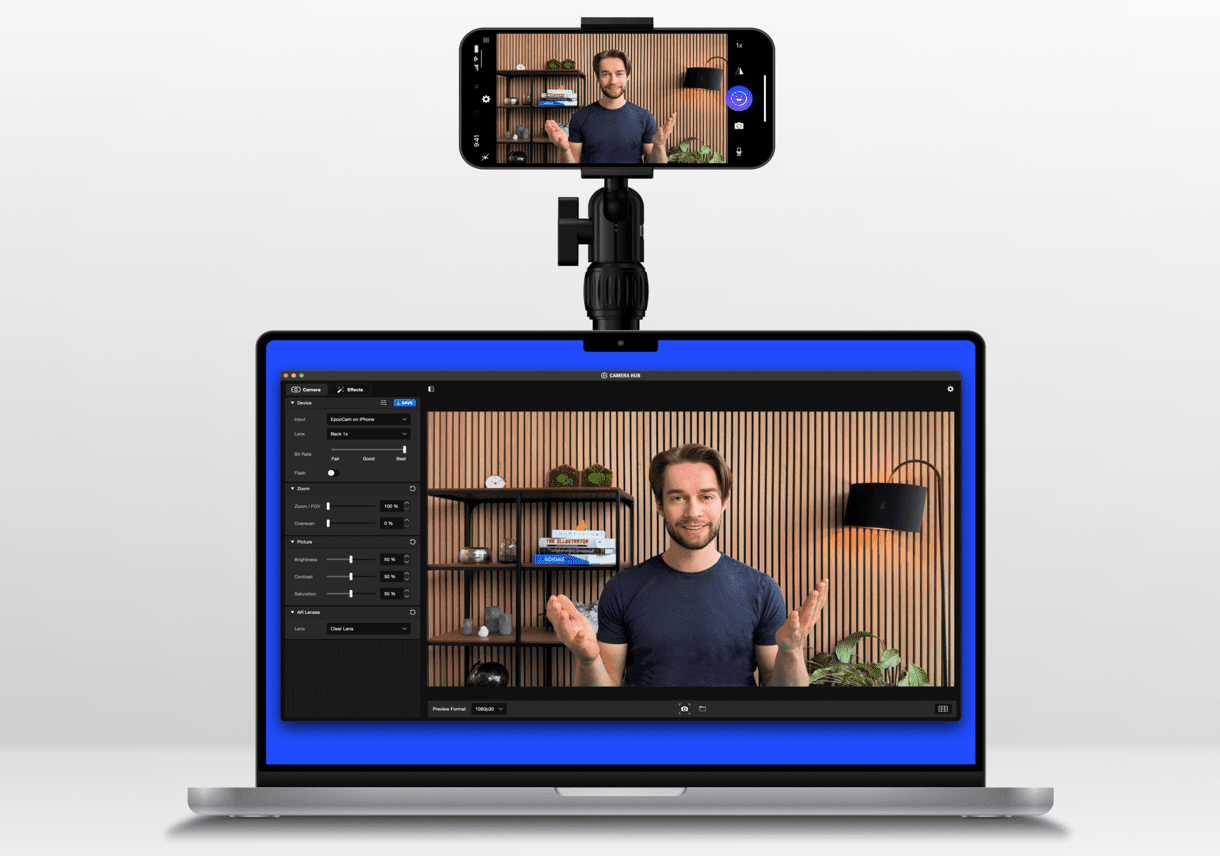 EpocCam: Verwandeln Sie Ihr Apple-Handy in eine HD-Webcam mit Unterstützung für Mac-Geräte für einfache Videokonferenzen und Live-Streaming-1