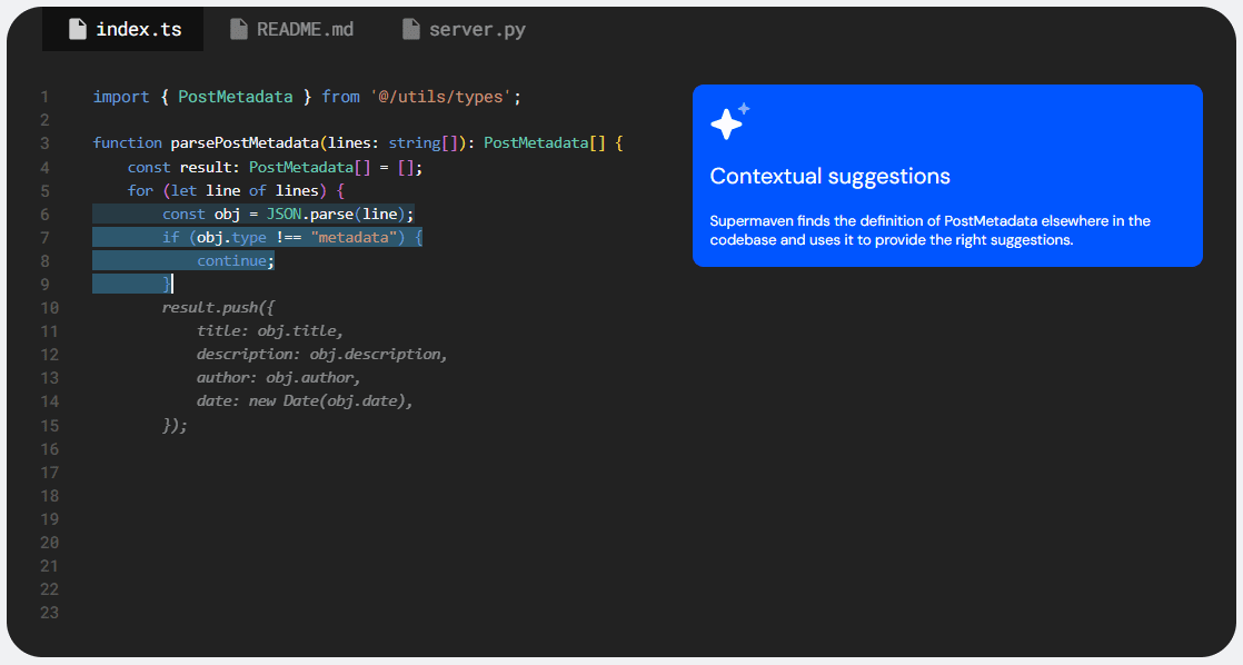 Supermaven: offers free AI code-completion tool with 1 million token context windows to memorize code-1