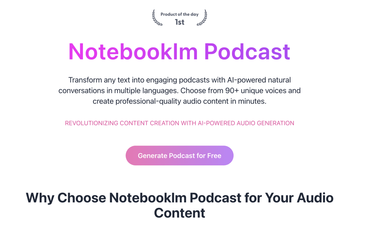 NotebookLM Podcast: Erzeugen Sie personalisierte AI-Podcasts aus jedem Dokument und genießen Sie dynamische Audioinhalte mit Leichtigkeit-1