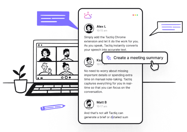 Tactiq: リアルタイムの議事録作成とAI要約で会議の効率化を実現-1