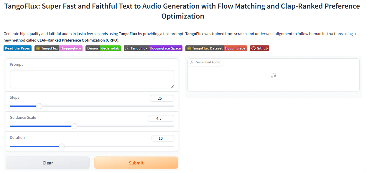 TangoFlux: ferramenta rápida de conversão de texto em locução que gera áudio de 30 segundos em 3 segundos-1