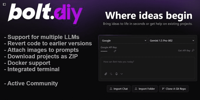 Bolt.new versão de código aberto Bolt.DIY tutorial de implementação detalhado-1