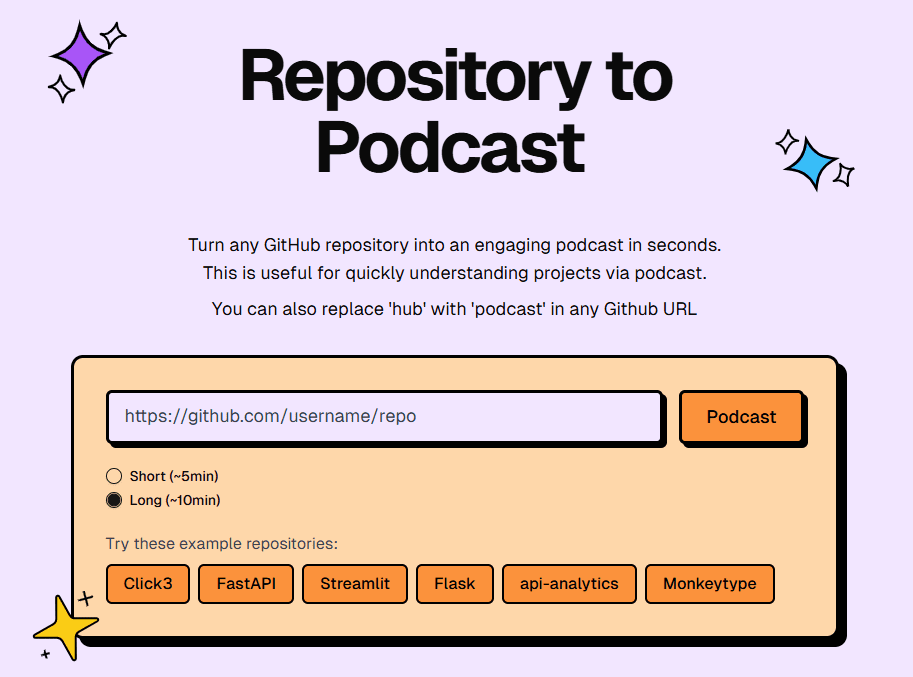 GitPodcast: Transforme os repositórios do GitHub em podcasts, ouça as atualizações de código em qualquer lugar-1