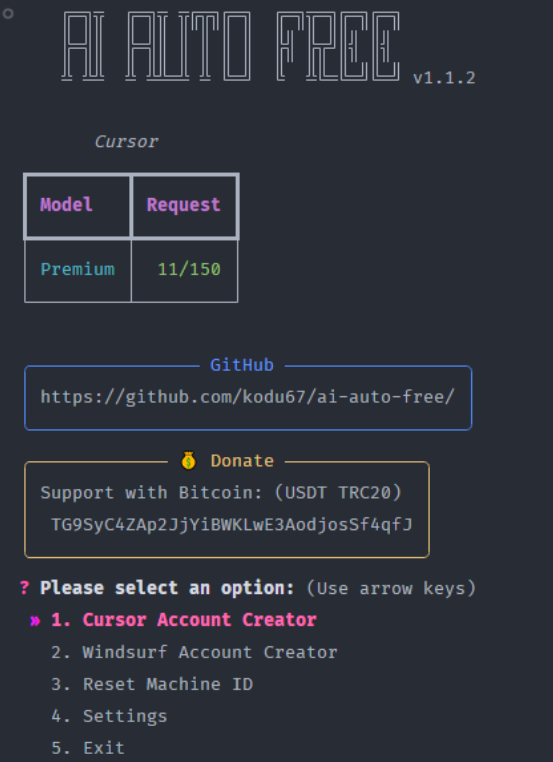 AI Auto Free: Unlimited use of AI IDEs (e.g. Cursor and Windsurf) using automation tools -1