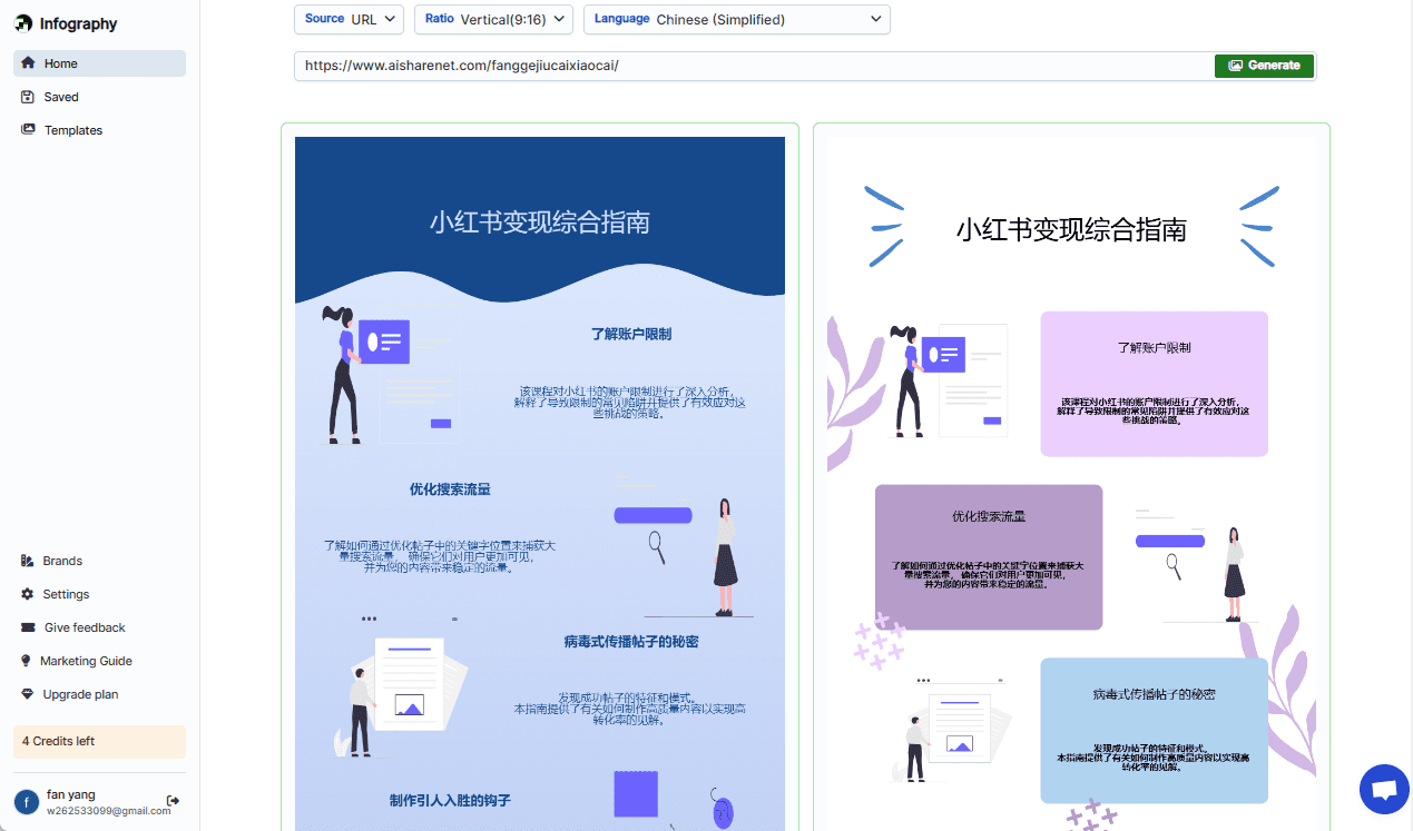 Infography：将文字、链接文档转换为精美信息图，用于小红书等自媒体分享-1