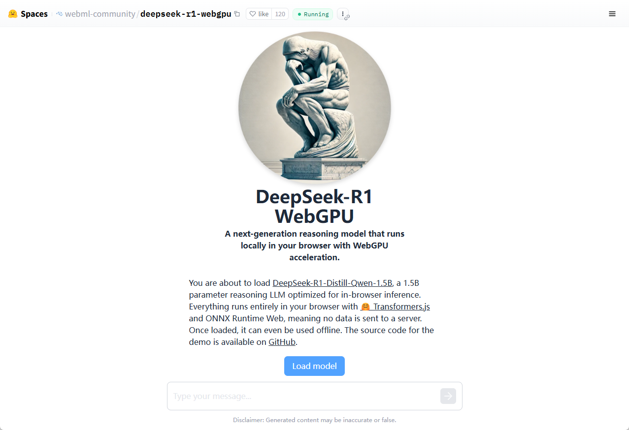 DeepSeek-R1 WebGPU: Run DeepSeek R1 1.5B-1 locally in your browser!