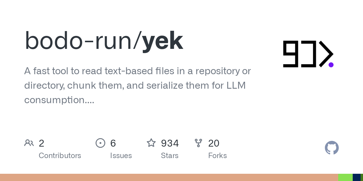 Yek: git リポジトリのテキストファイルを読み込んで、大きなモデルで使うために素早くチャンクする-1