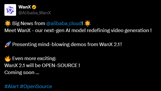 视频生成模型 VBench 排行榜榜首——WanX 2.1 即将开源！-1