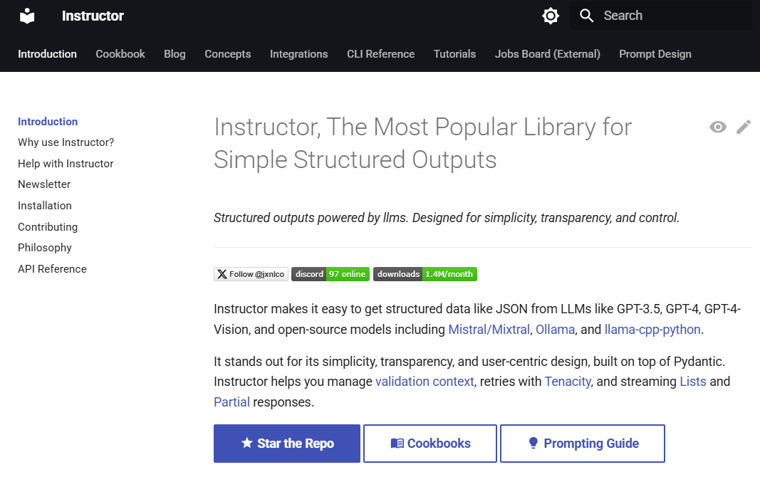 Instructor: a structured output Python library to simplify workflows for large language models-1