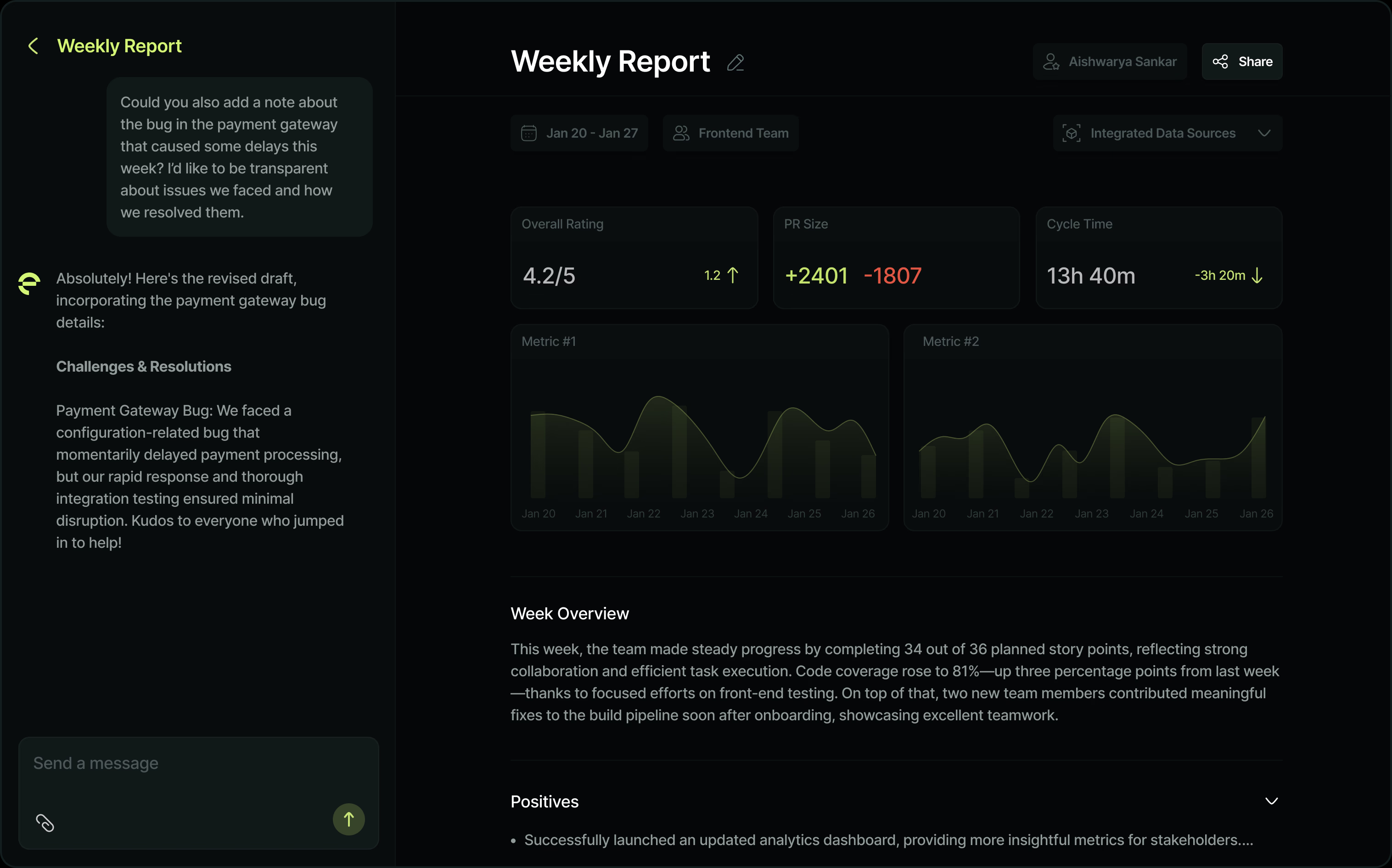 Engenharia: Plataforma de revisão automatizada de código, geração de documentação e relatórios de equipe do GitHub-1