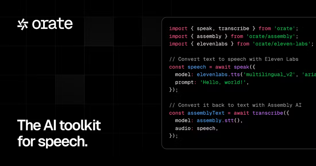 Orate: ein KI-Toolkit, das bekannte Modelle zur Spracherzeugung, Transkription und Stimmveränderung integriert (Unified API) -1