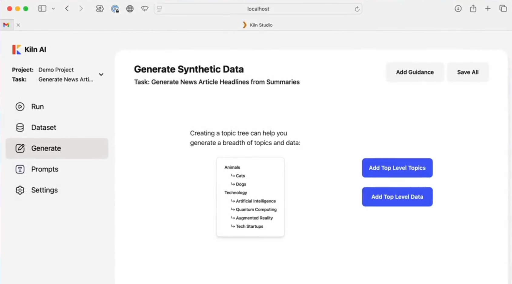 Kiln: Simple LLM model fine-tuning and data synthesis tool, 0 code base to fine-tune your own mini-model-1