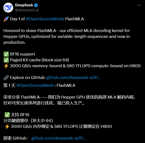 FlashMLA: otimizando o kernel de decodificação MLA para GPUs Hopper (DeepSeek Open Source Week Day 1) - 1