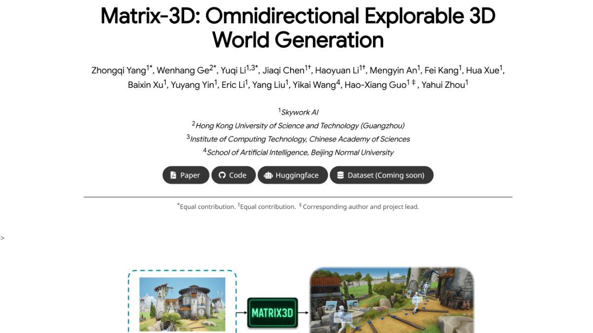 Matrix-3D - 昆仑万维开源的3D世界生成框架