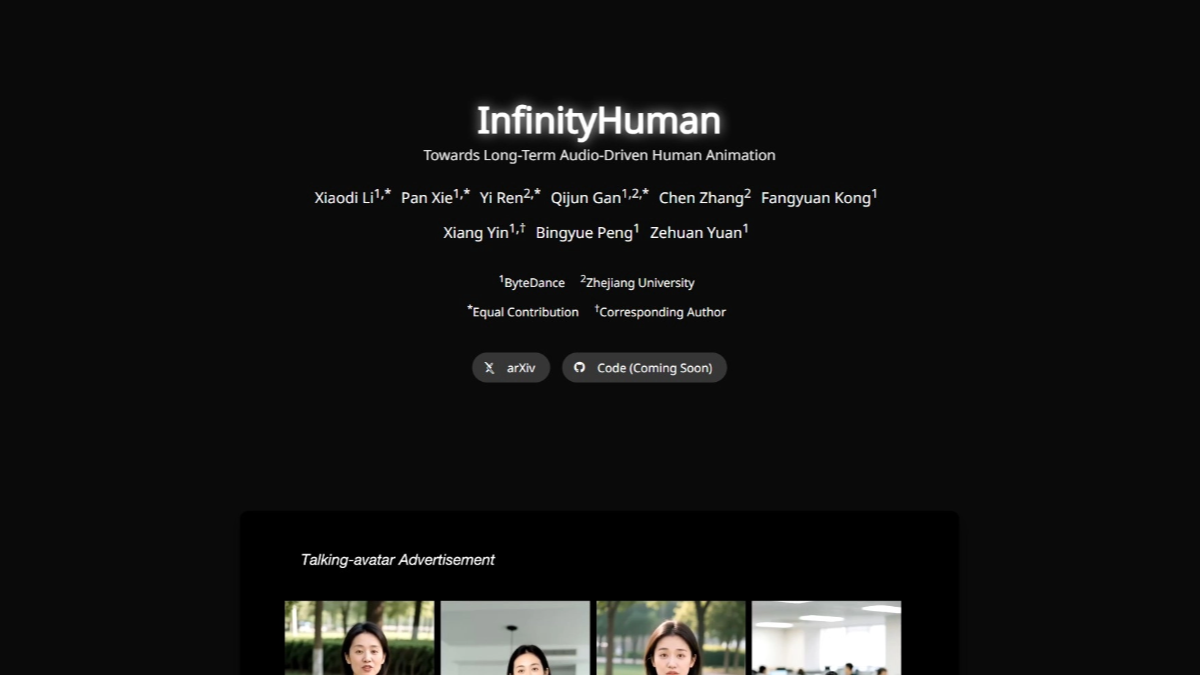InfinityHuman - 字节联合浙大推出的长视频数字人生成模型