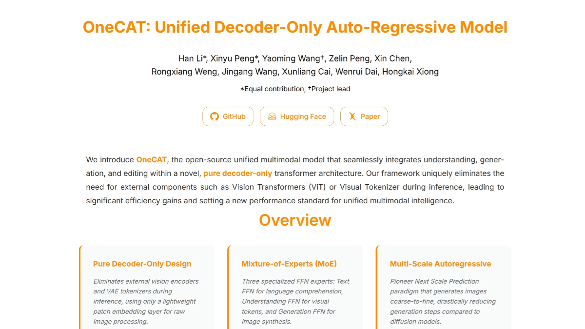 OneCAT - 美团联合上海交大开源的多模态模型