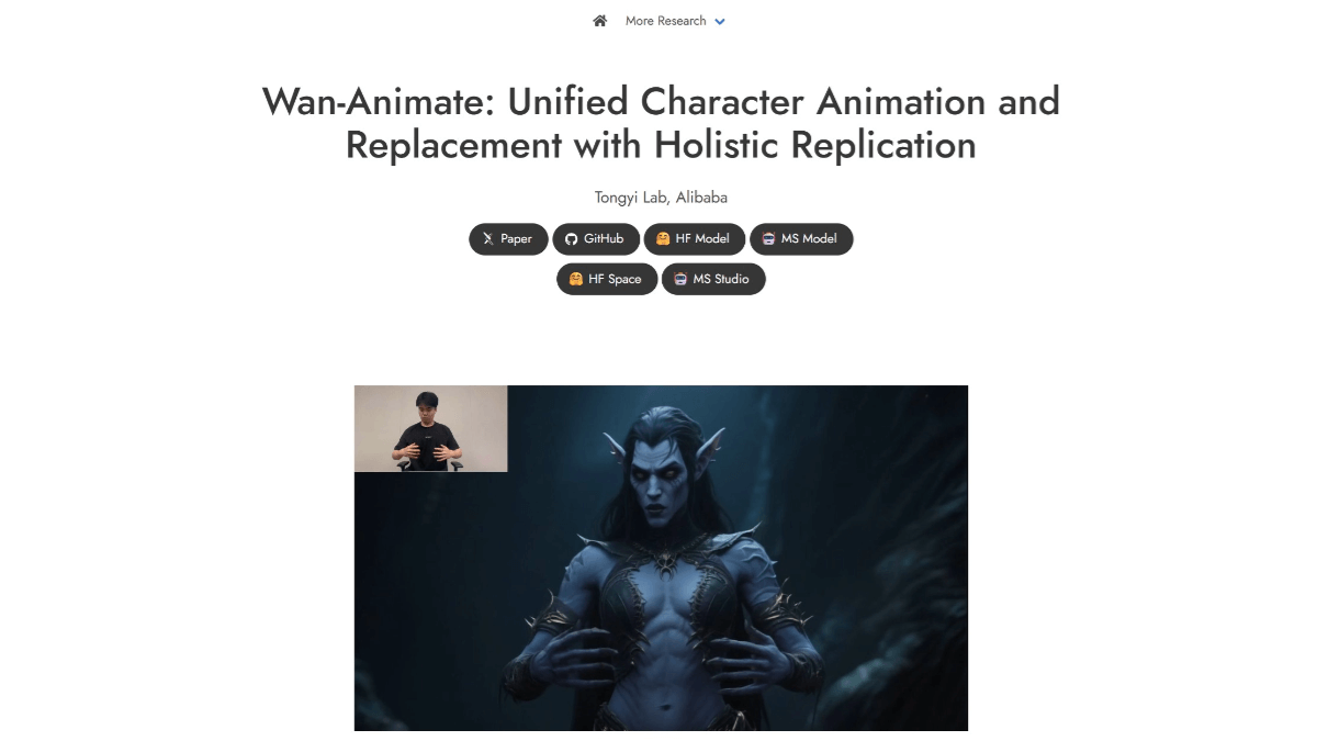 Wan2.2-Animate - 通义万相开源的动作生成模型