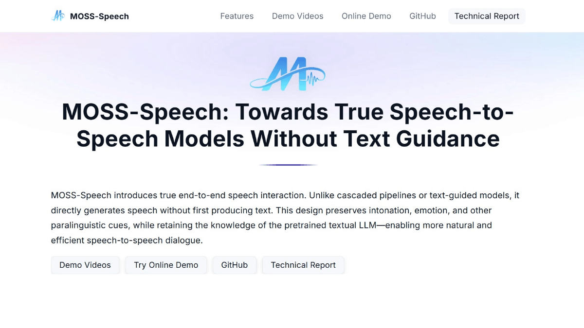 MOSS-Speech - 复旦大学开源的语音到语音大模型