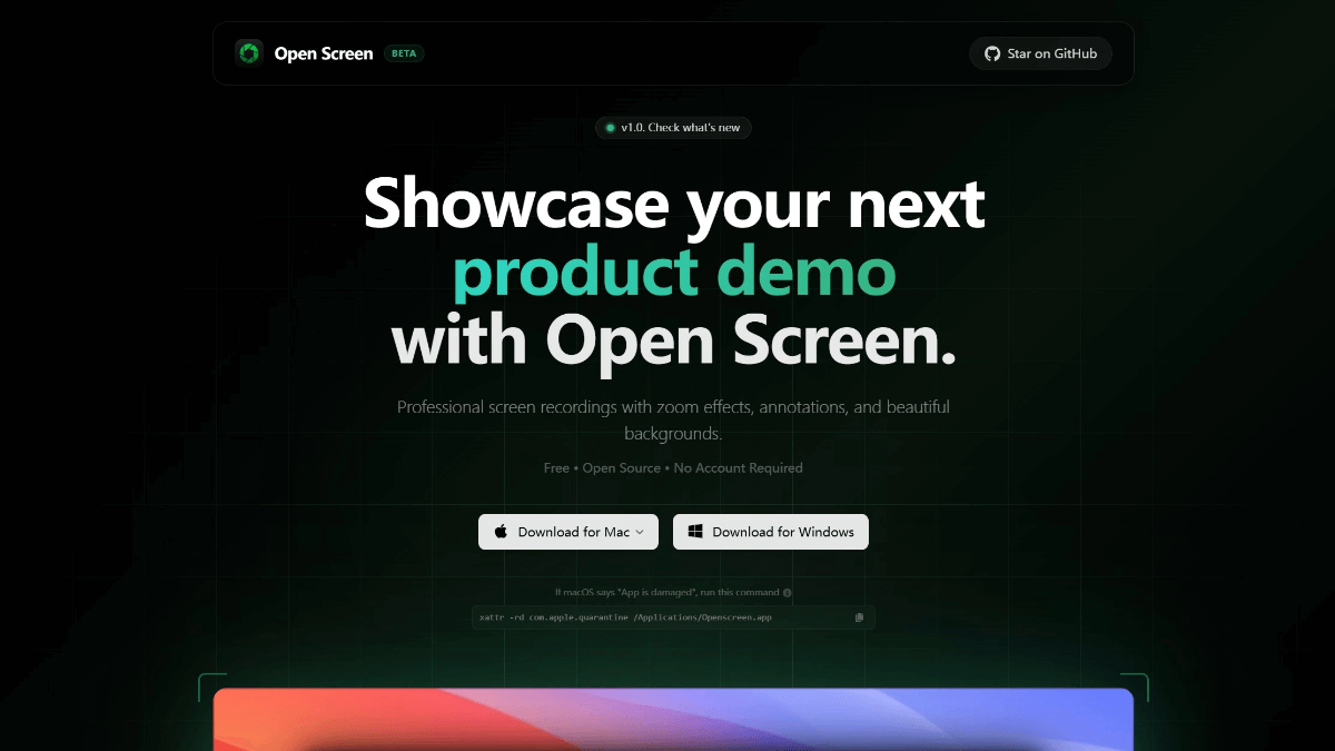 OpenScreen - 开源免费的屏幕录制工具，支持Mac和Windows双系统