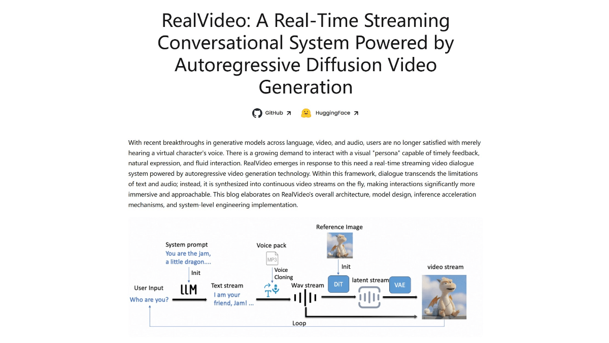 RealVideo - 智谱 AI 开源的实时流式视频生成系统