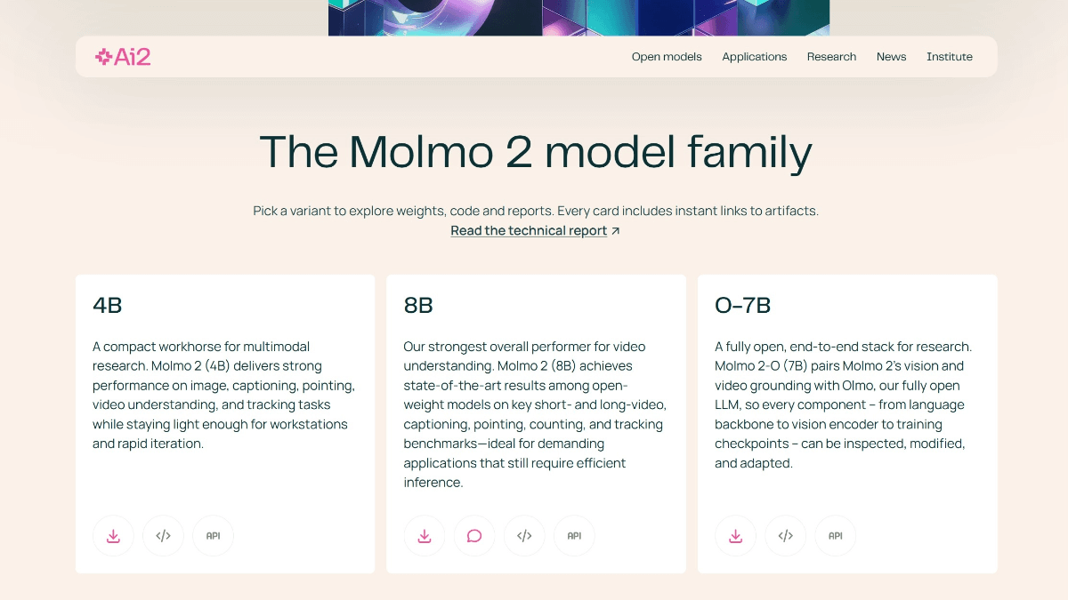 Molmo 2 - Ai2开源的多模态视频图像理解模型系列