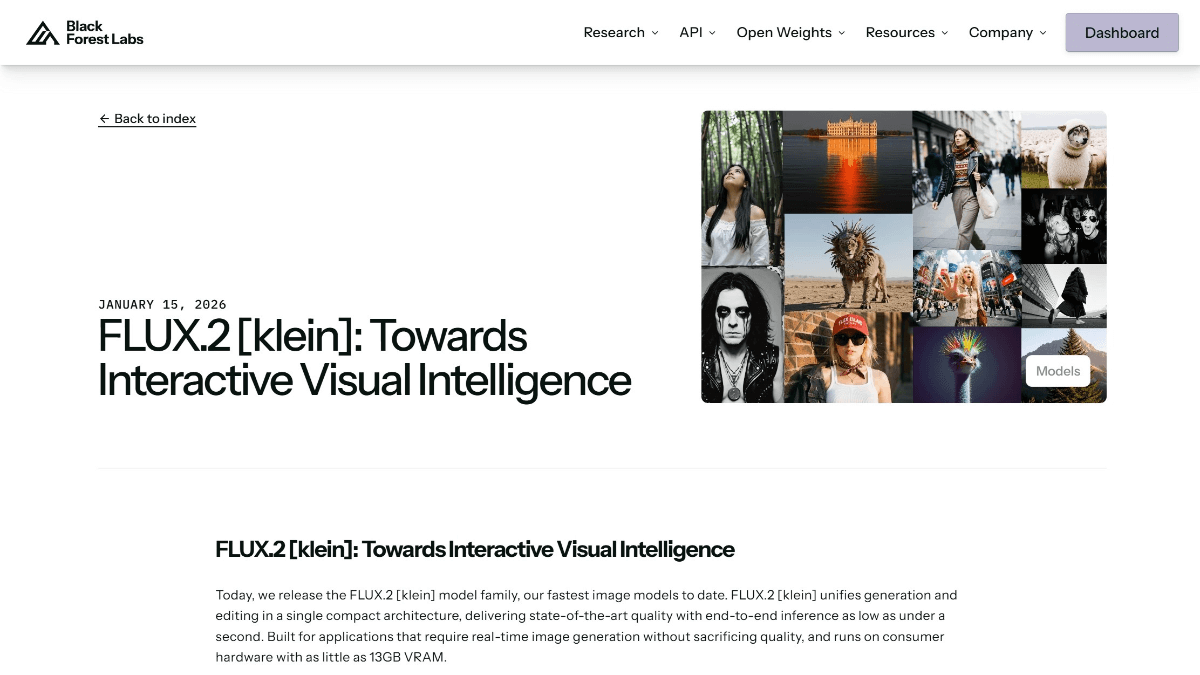 FLUX.2 [klein] - Black Forest Labs 开源的轻量级图像生成与编辑模型