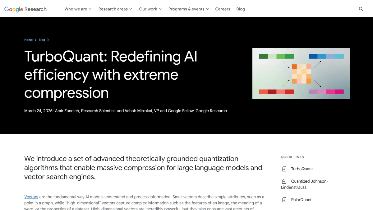 TurboQuant - Google Research 推出的突破性内存压缩算法