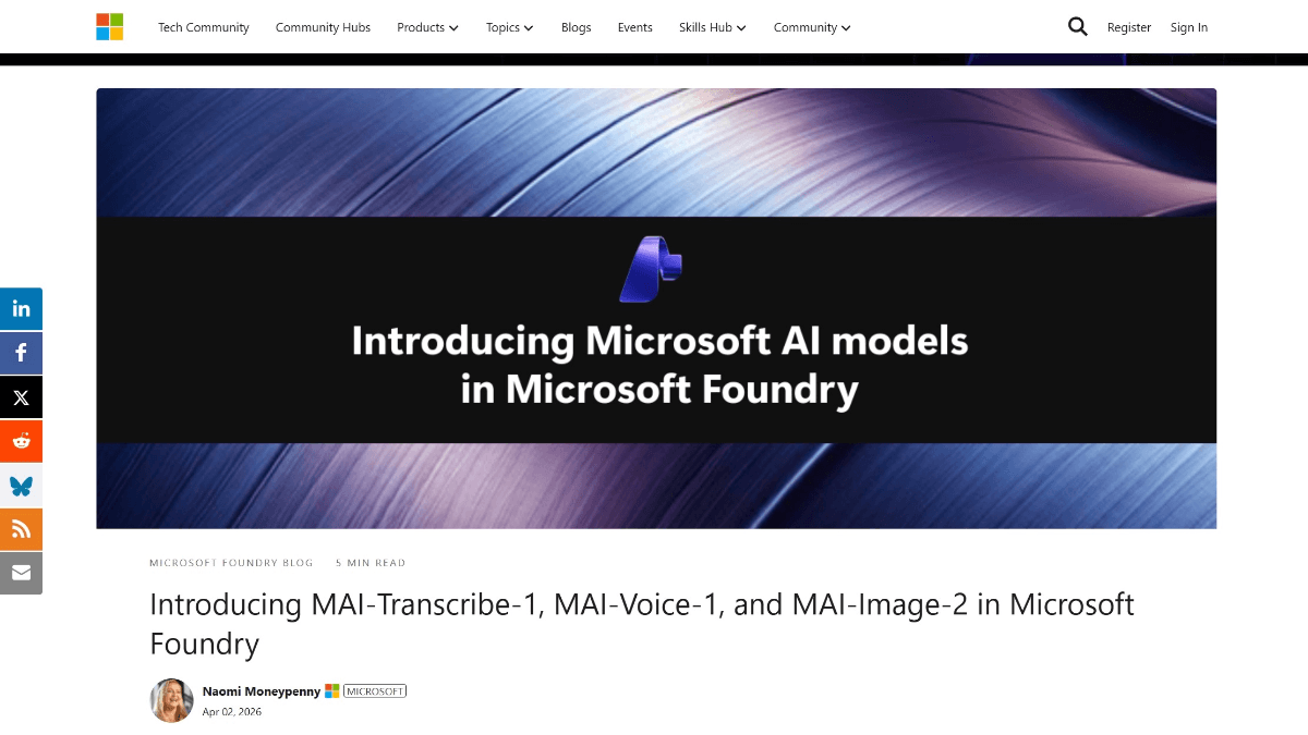 MAI-Transcribe-1 - 微软AI团队推出的自研多语言语音识别模型