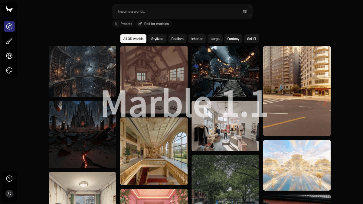 Marble 1.1 - 李飞飞 World Labs 发布的生成式3D世界模型系列