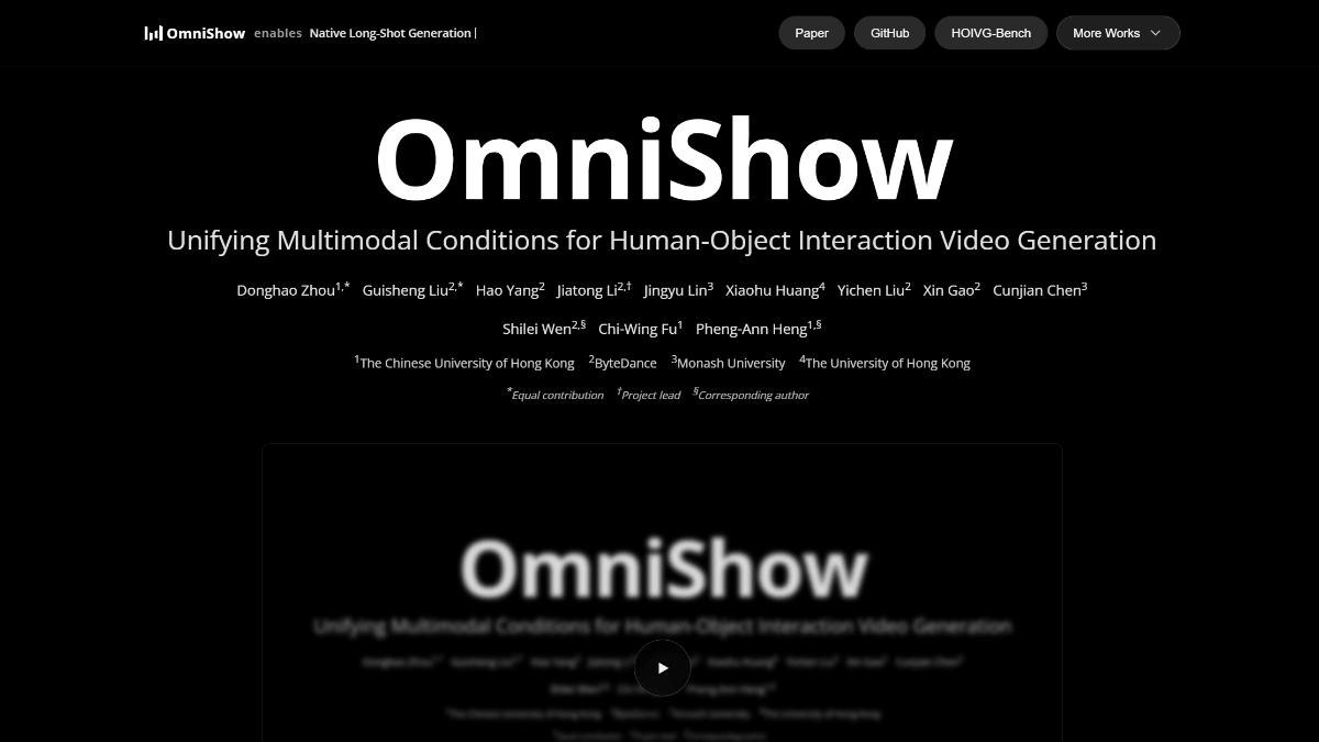 OmniShow - 字节联合港大等推出的端到端多模态视频生成框架