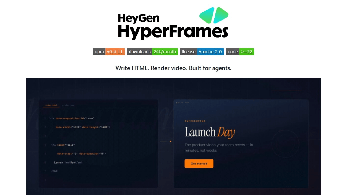 HyperFrames - HeyGen 开源的 Apache 2.0 视频渲染框架