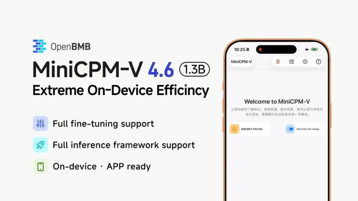 MiniCPM-V 4.6 - 面壁智能联合清华开源的端侧多模态大模型