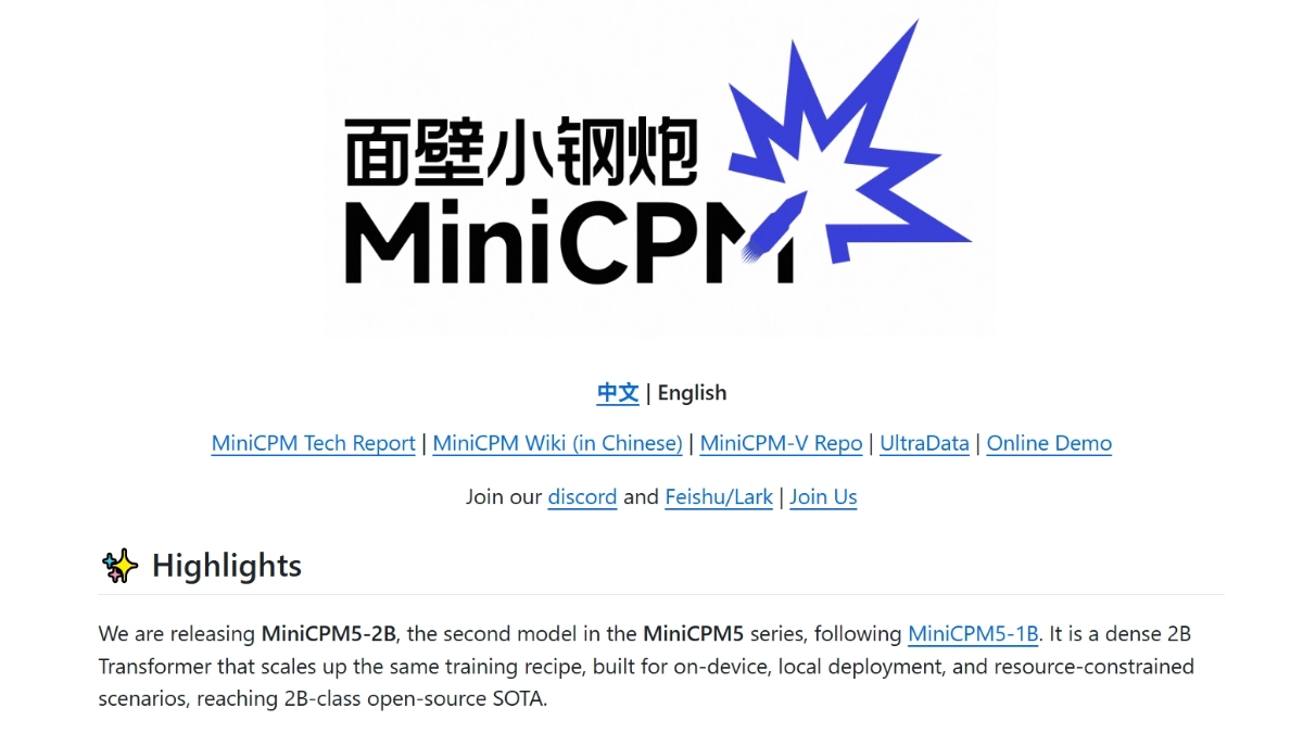 MiniCPM5-2B - 面壁智能联合清华等开源的新一代语言模型