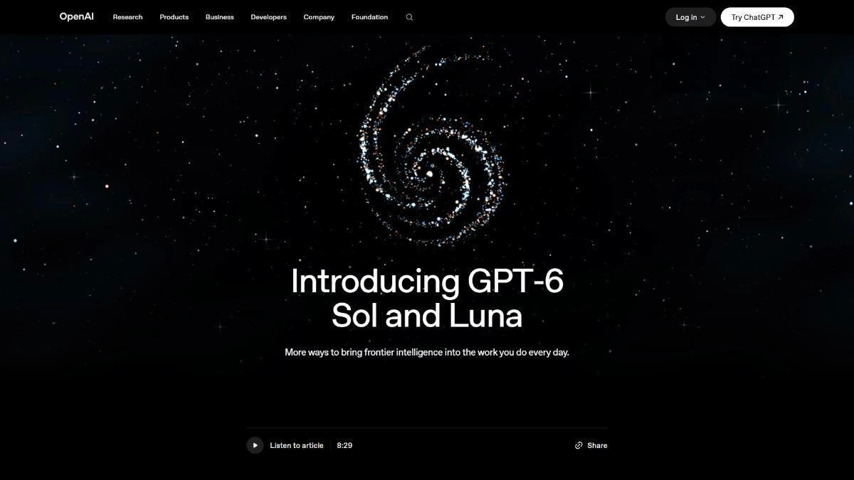 GPT-6 Luna - OpenAI 推出的最新轻量级模型