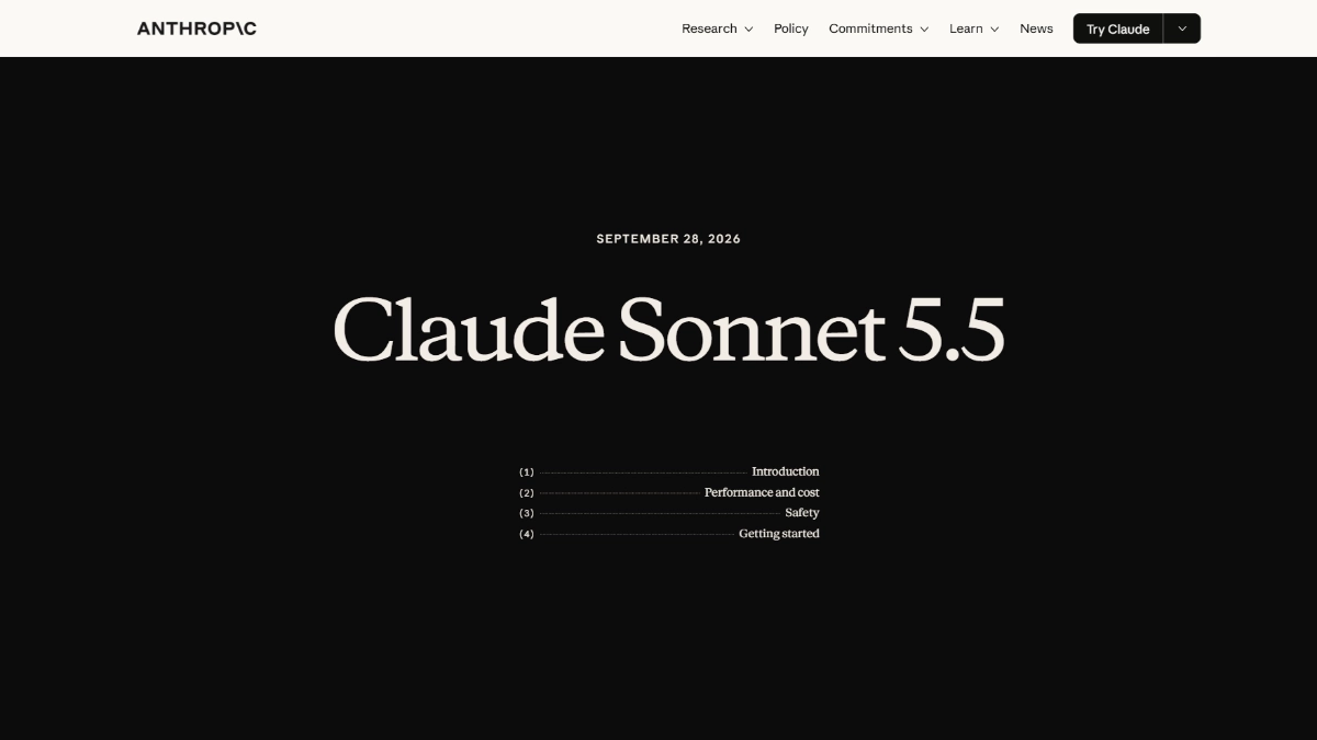Claude Sonnet 5.5 - Anthropic推出的高性价比中端模型